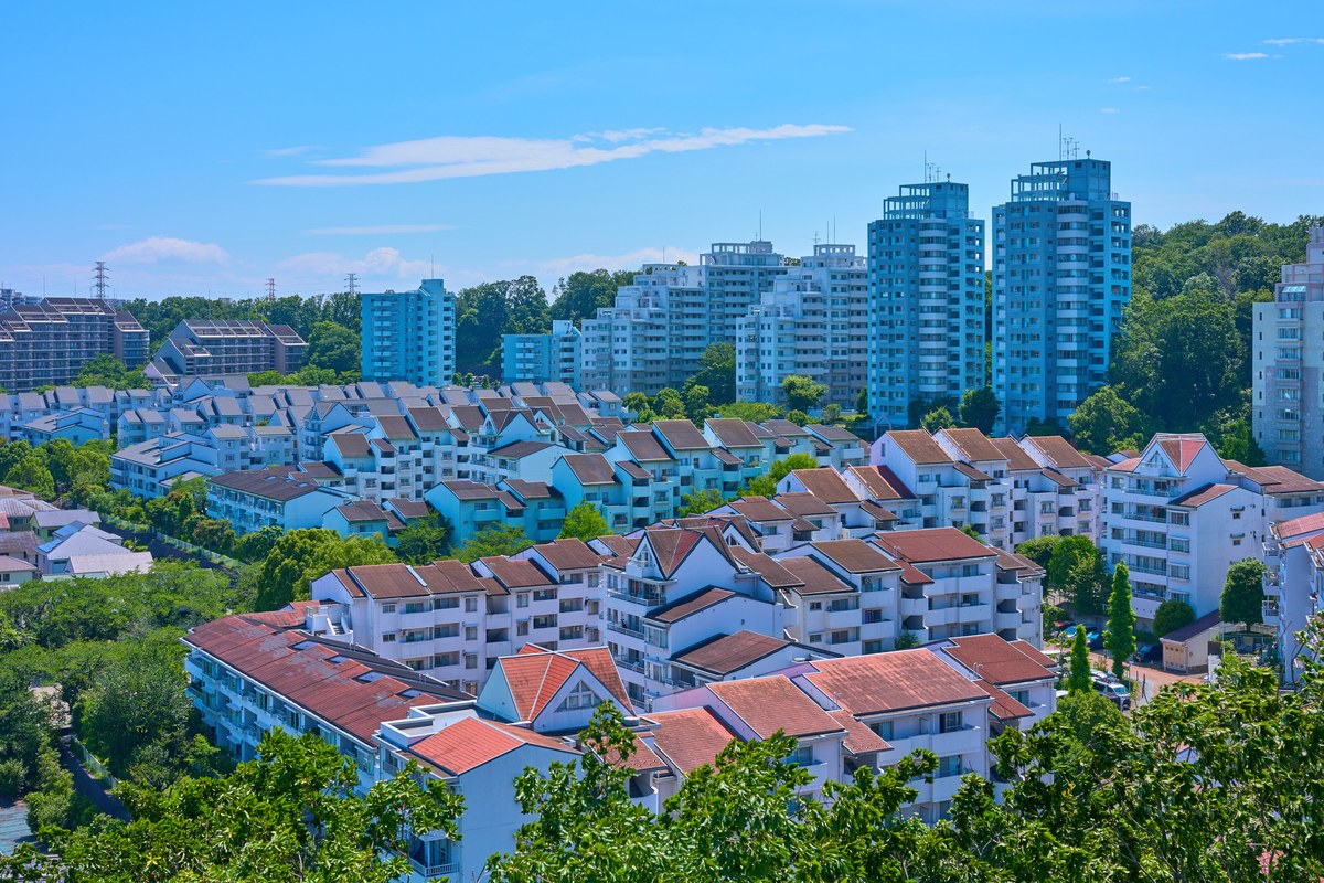 住宅街を上空から見た様子